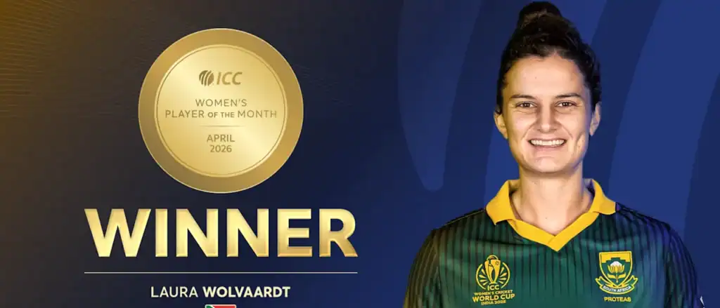 Laura Wolvaardt Named ICC Women’s Player of the Month for April 2026 Laura Wolvaardt Wins ICC Player of the Month