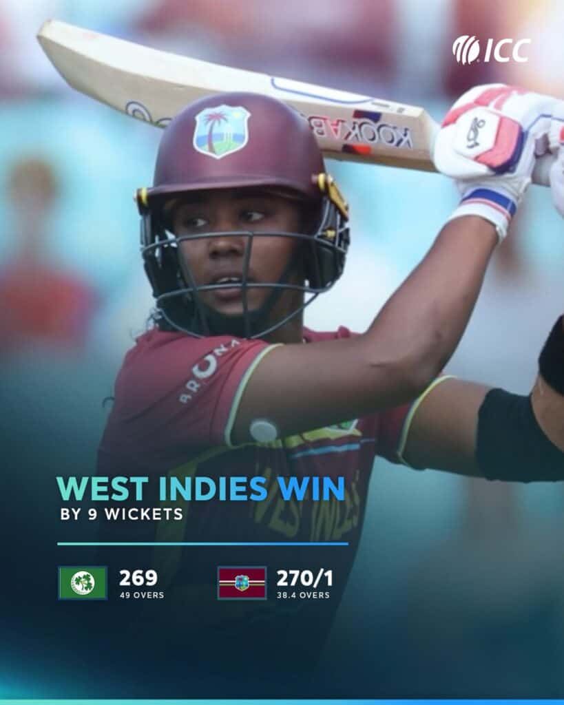 Matthews And Grimmond Record West Indies’ Biggest ODI Partnership To Crush Ireland Matthews, Grimmond Seal Record West Indies ODI Win