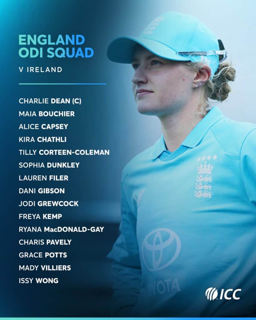England Women Announce ODI Squad for Ireland Series 2026