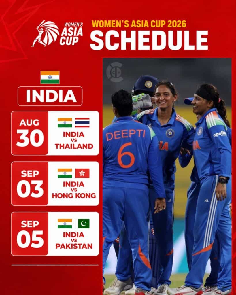 India Women Asia Cup 2026 Schedule: Dates, Timings and Fixtures