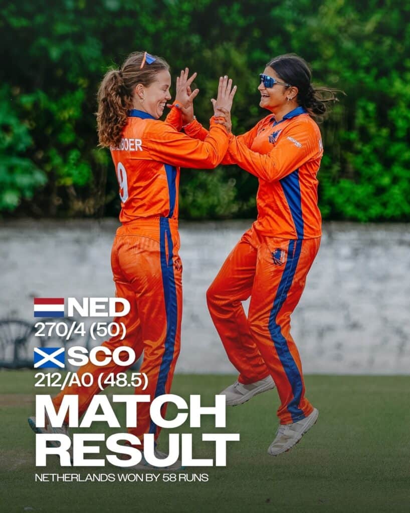 Molkenboer’s Century Leads Netherlands Women Past Scotland