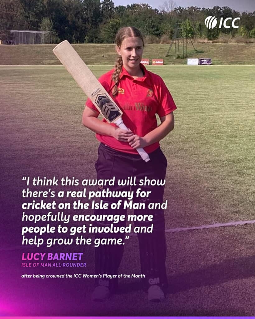 Sonal Dinusha and Lucy Barnett Win ICC Player of the Month Awards for August 2026 Lucy Barnett Wins ICC Women’s Player of the Month for August 2026