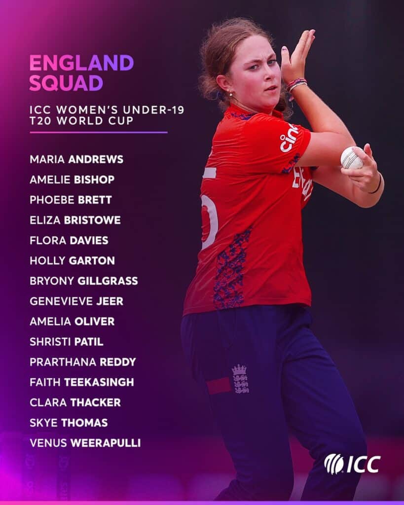 England Name Squad for ICC U19 Women’s T20 World Cup 2027