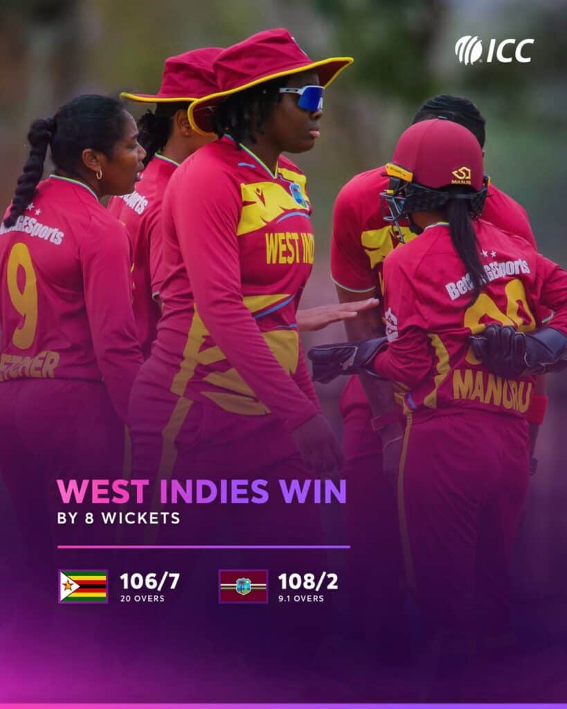 West Indies Beat Zimbabwe by 8 Wickets as Claxton Stars in 1st T20I